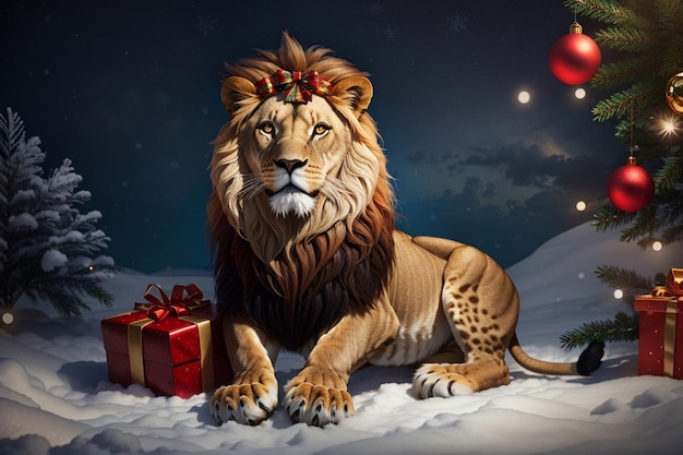 kerst leeuw achtergrond