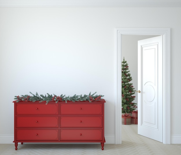 Kerst mockup Hall interieur 3D-rendering