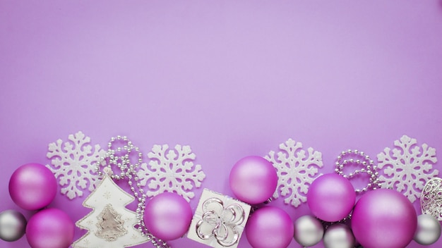 kerst nieuwjaar decor plat banner lila kleur