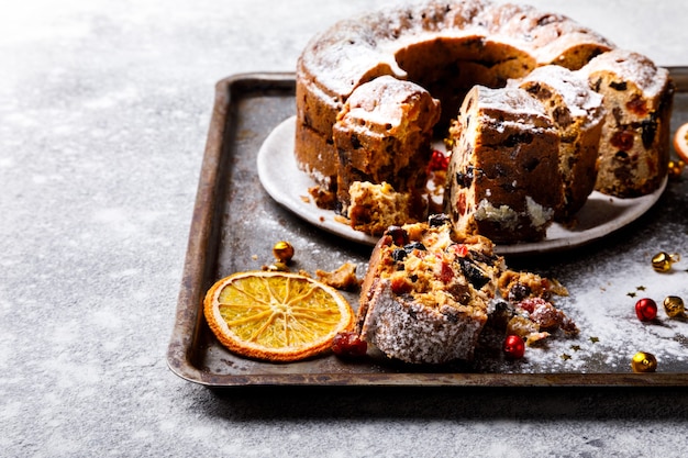 Kerst oranje fruitcake, pudding