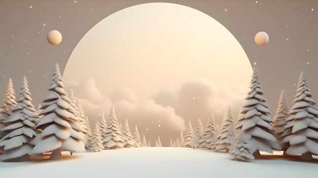 Kerst podium achtergrond met geschenkdozen en kerstboom 3D-rendering