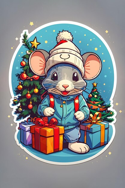 Foto kerst rat sticker kerst rat stickers kerst kat sticker