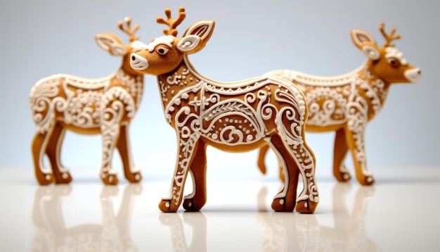 Foto kerst reindeer gingerbread koekjes in een decoratieve kunststijl