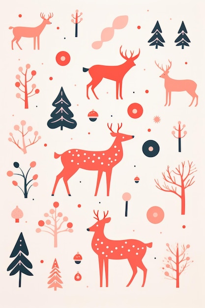 Kerst rendier platte illustratie seizoensgebonden ontwerp