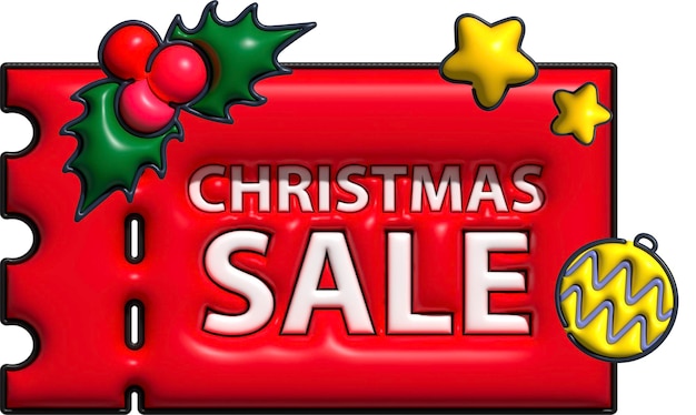Kerst Sale Rode coupon voor Korting en promotie aanbieding tag 3d icon Sale