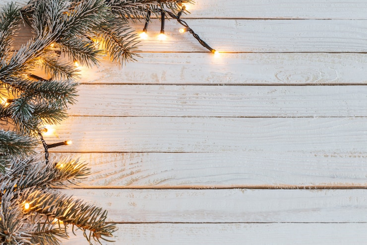 Foto kerst slinger op houten muur