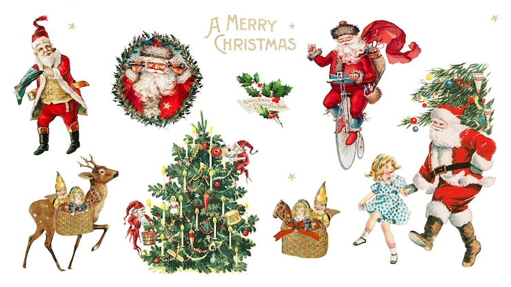 Foto kerst sticker set doorzichtige png