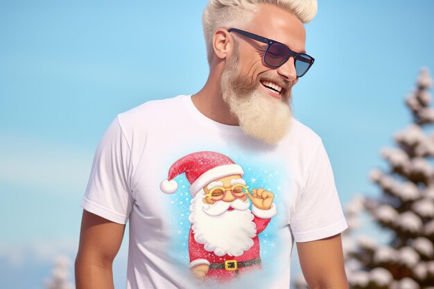 Kerst T-shirt met de Kerstman Generative Ai