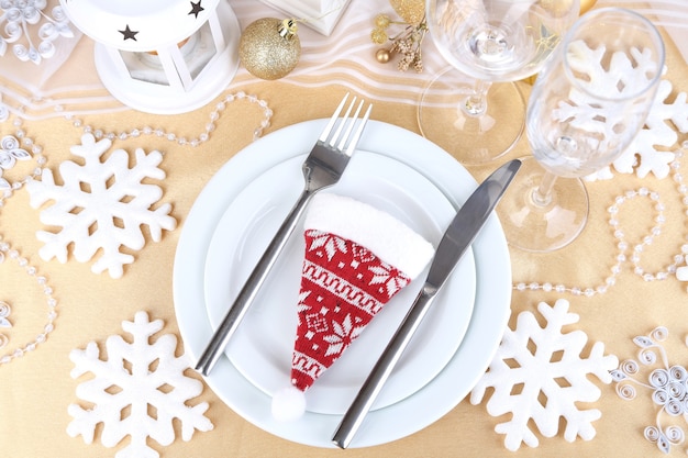 Kerst tafel close-up serveren