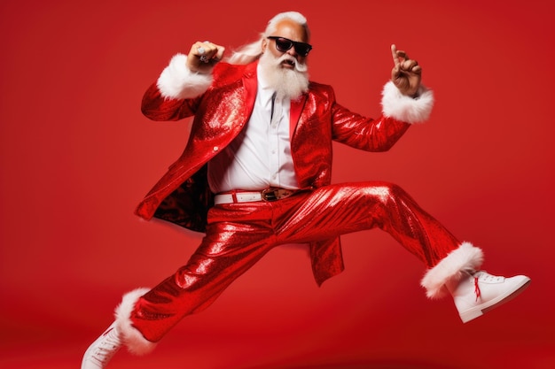 Kerst Trendy Kerstman dansen op rode hebben