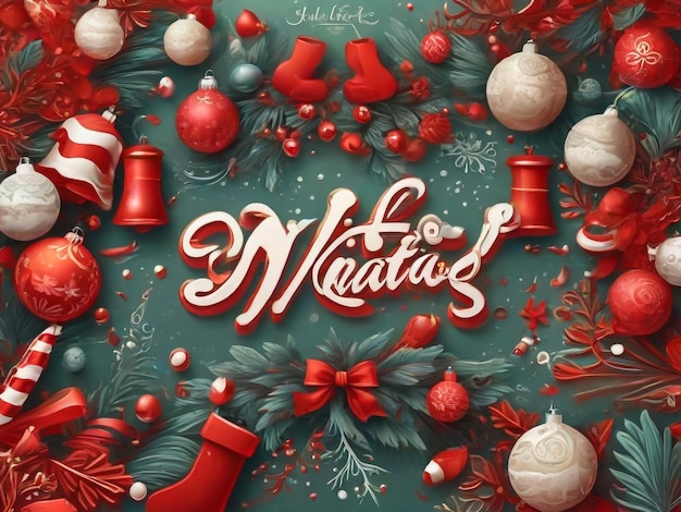 Kerst vector sjabloon Feliz Natal lettering Xmas rode illustratie