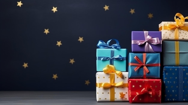 kerst veelkleurige geschenkdozen, perfect voor een feestelijke feestbanner