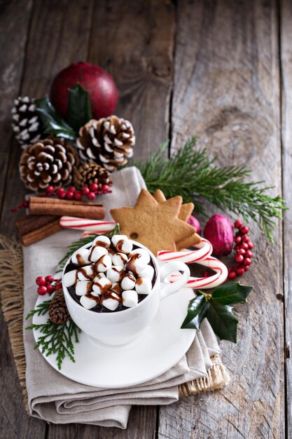 Kerst warme chocolade met ornamenten