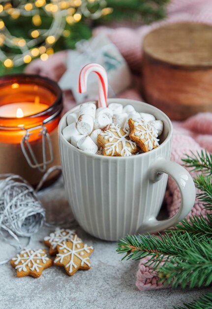 Kerst warme chocolademelk met marshmallow