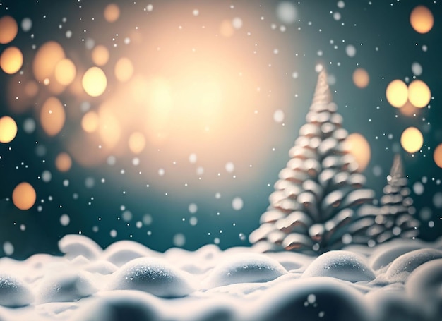 Kerst winter achtergrond met sneeuw en bokeh