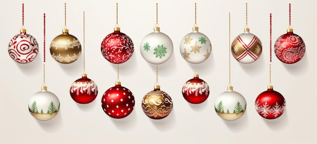 Kerstachtergrond met hangende kerstballen