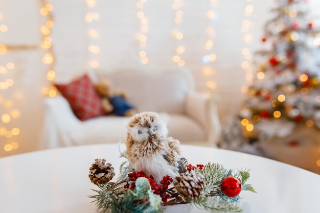 Kerstachtergrond met nieuwjaarsvakantie decor nieuwjaarsachtergrond