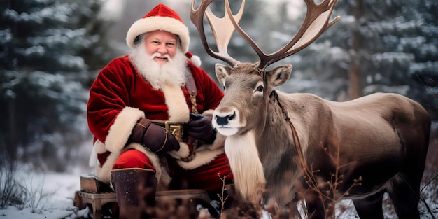 Foto kerstavonturen met de kerstman en rendieren