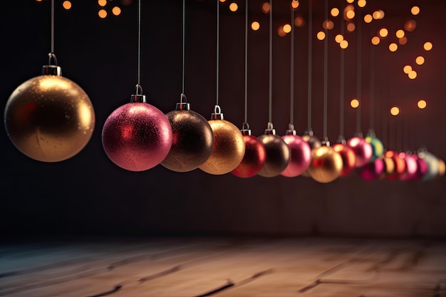 Kerstballen in warme tinten perfect voor gebruik in levendige podiumachtergronden feestelijke kleuren Generatieve AI