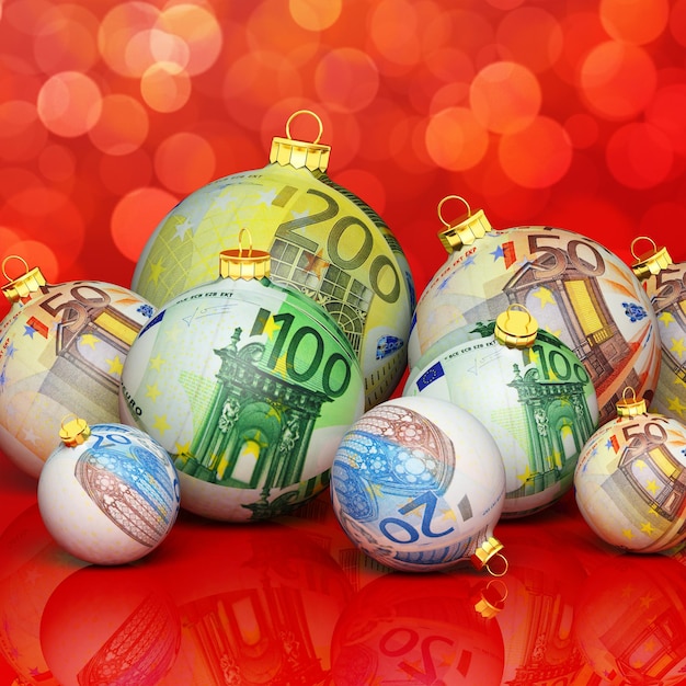 Kerstballen met geld textuur