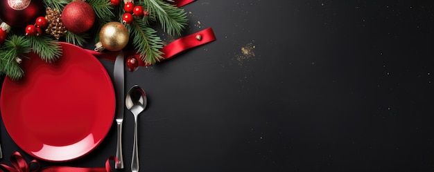 Kerstbanner diner tafelstelling frame met bord Generatieve ai