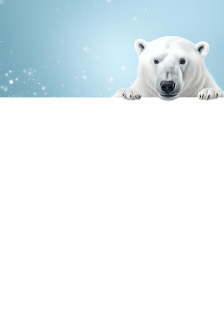 Foto kerstbanner met ijsbeer en witte ruimte