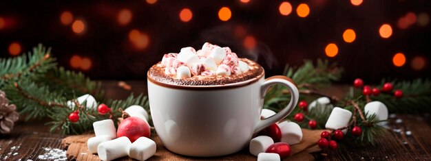 Kerstbeker cacao met marshmallows Generatieve AI-drank