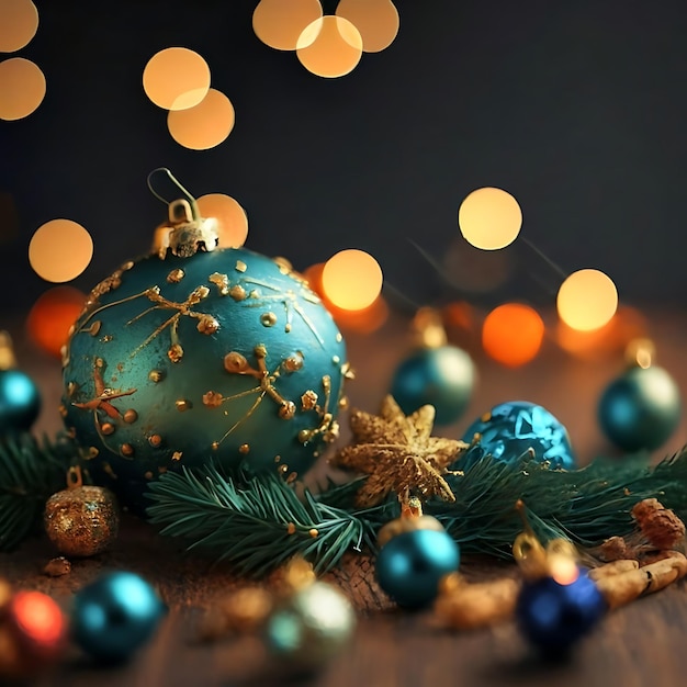 Kerstblauwe boules close-up Abstracte feestdecoraties achtergrond