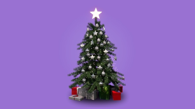 Foto kerstboom 3d illustratie