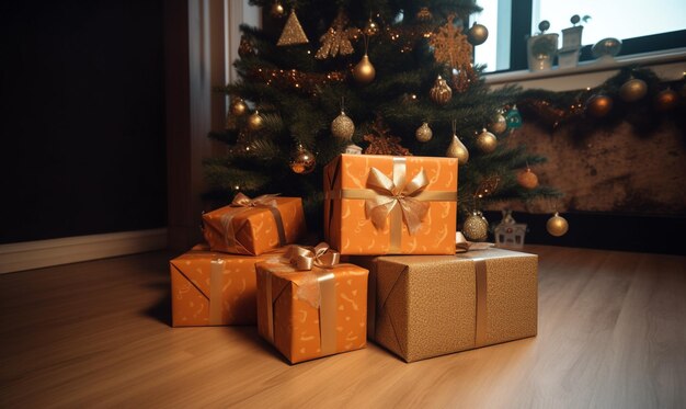 kerstboom en geschenken decoratie