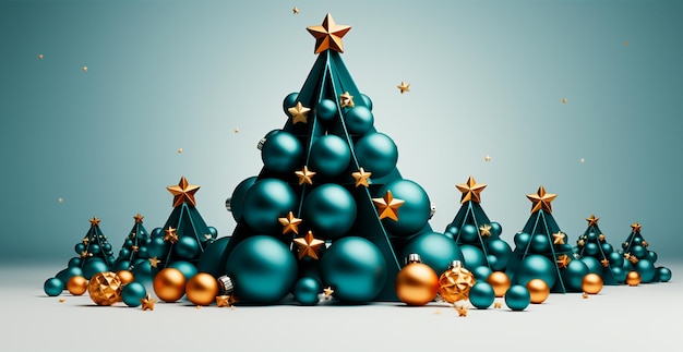 Kerstboom gemaakt van kerstballen confetti op een lichte achtergrond AI gegenereerd beeld