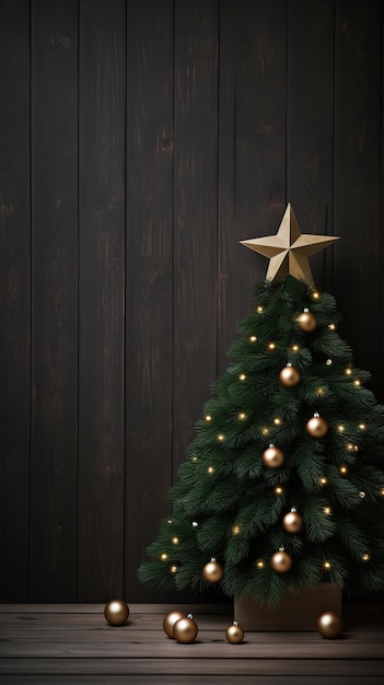 Kerstboom houten productdisplay AI gegenereerd