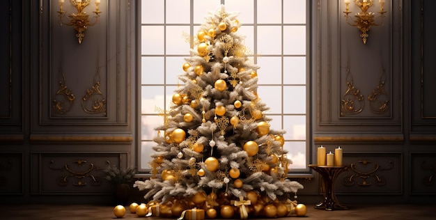 Kerstboom in luxe versieringen met geschenkkistjes