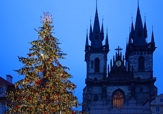 Kerstboom in Praag - orizontal