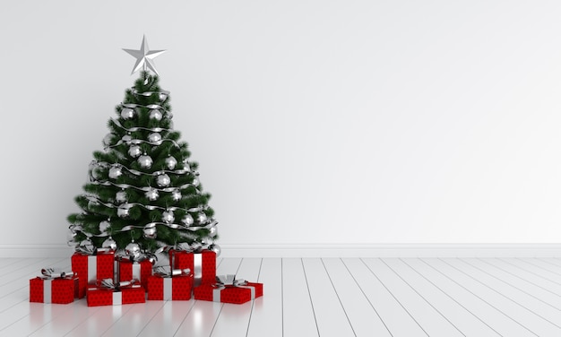 Kerstboom in witte ruimte voor mockup