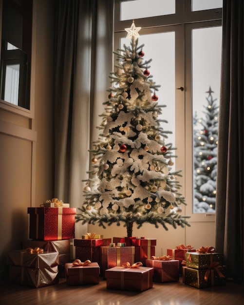 Kerstboom met cadeau aanwezig