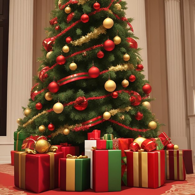 Kerstboom met decoratieballen concept van feestdagen en festiviteiten gegenereerd door AI