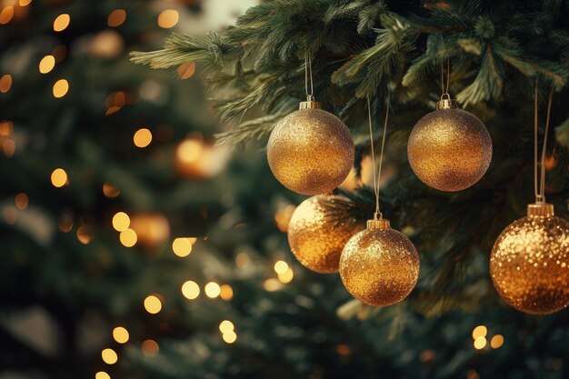 Kerstboom met decoratieballen concept van vakantie en festiviteitenGeneratieve AI