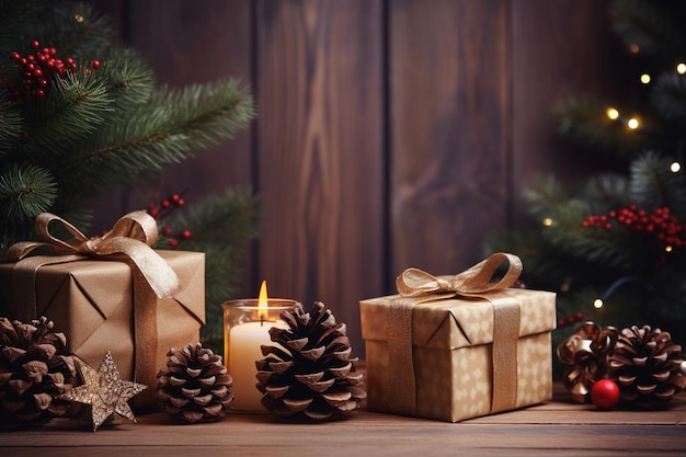 kerstboom met geschenken en versieringen