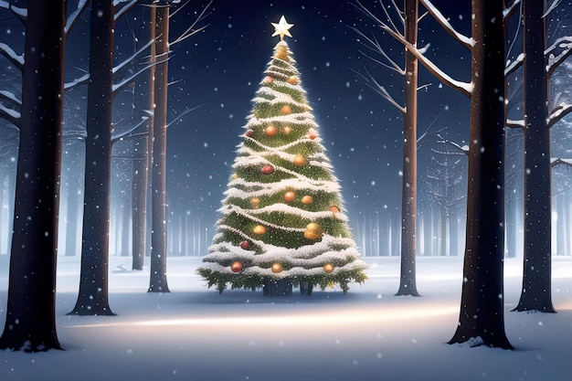 Kerstboom met het conceptenart. van de sneeuwillustratie