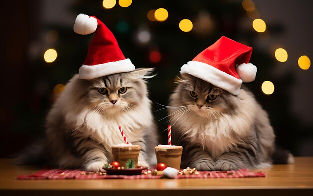 Foto kerstboom met katten en kittens