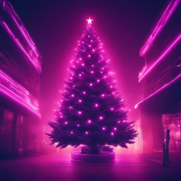 Kerstboom met neonverlichting