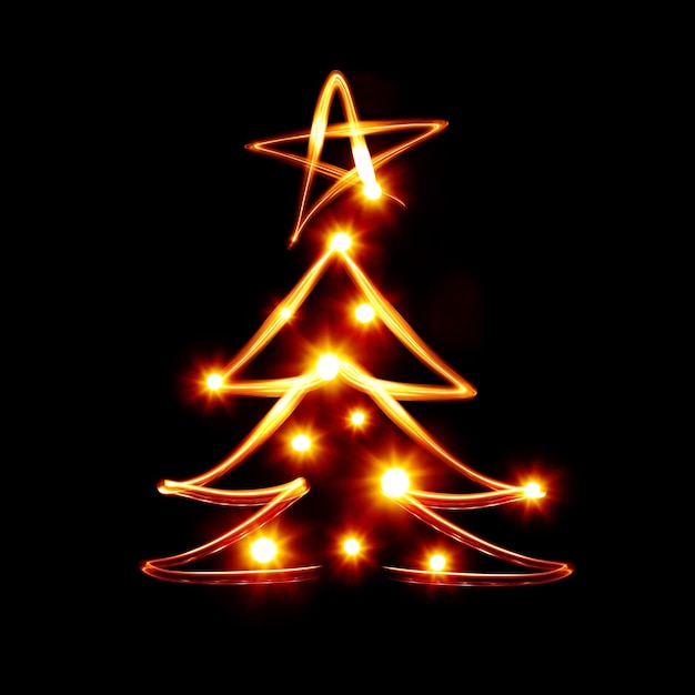 Kerstboom met ster gemaakt door licht