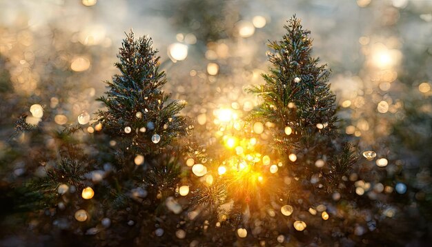 Kerstboom onder de sneeuw in de zon