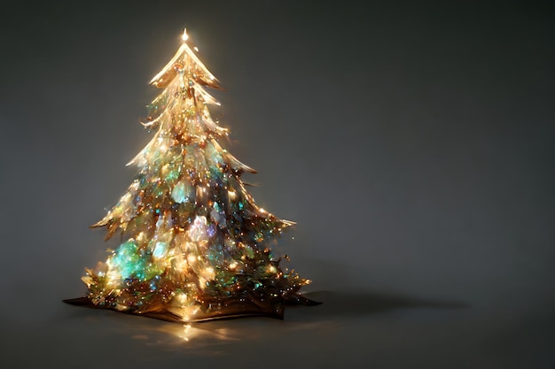 Kerstboom op grijze achtergrondkleur neuraal netwerk gegenereerde kunst