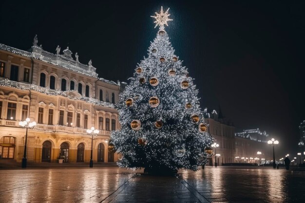 Kerstboom op het stadsplein