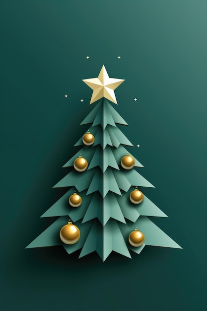 Kerstboom papercraft illustratie Vrolijke kerstbanner achtergrond Generatieve ai