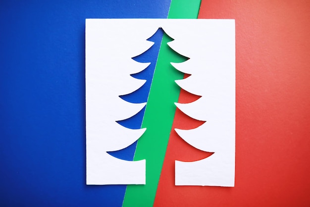 Kerstboom papier snijden ontwerp papercraft kaart