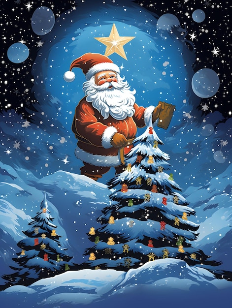 Kerstboom poster kaart achtergrond ontwerp nieuwe jaar illustratie