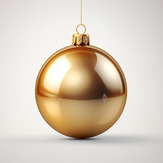 Kerstboom speelgoed Gouden bal geïsoleerd op witte achtergrond Realistische vectorillustratie Ontwerp